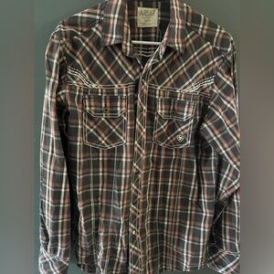 Ariat retro fit plaid flannel button down duster oversized